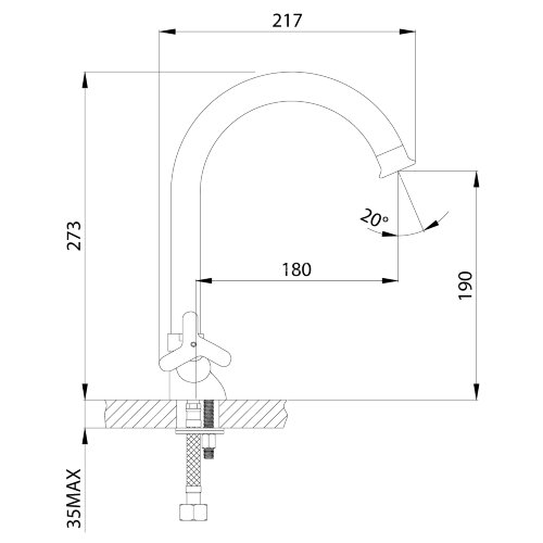 Смеситель Rossinka RS40-72 для кухни