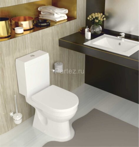 Унитаз-компакт КЕРАМИН Бергамо Нова Дуал с сиденьем Slim микролифт, белый