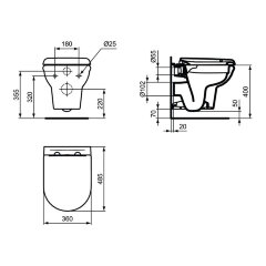 Унитаз подвесной Ideal Standard EXACTO безободковый, с сиденьем микролифт (R002601)