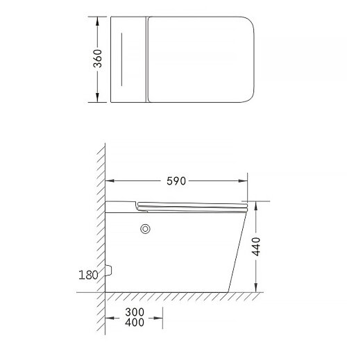 Унитаз импульсный Azario 360х590х440 напольный, квадратный, быстросъемное сиденье микролифт (AZ-101)