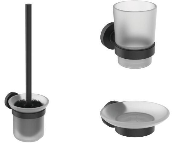 Набор аксессуаров для ванной комнаты Ideal Standard Silk Black IOM, черный матовый (A9245XG)