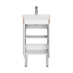 Тумба под раковину AQUATON Сканди 45 Doors универсальная, Белый/Дуб Рустикальный (1A278701SDZ90)