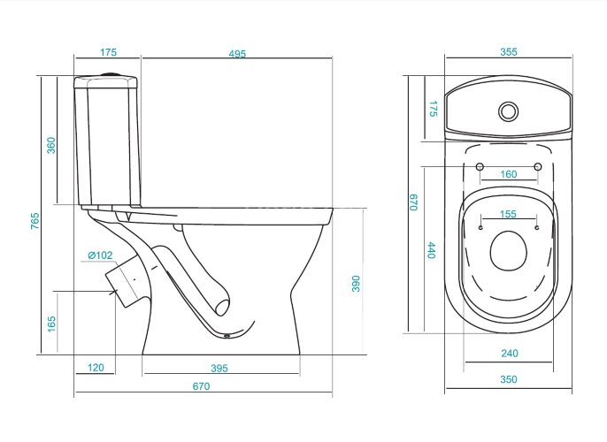 Унитаз-компакт Santek Алькор с сидением стандарт, косой выпуск (1.WH30.2.196)
