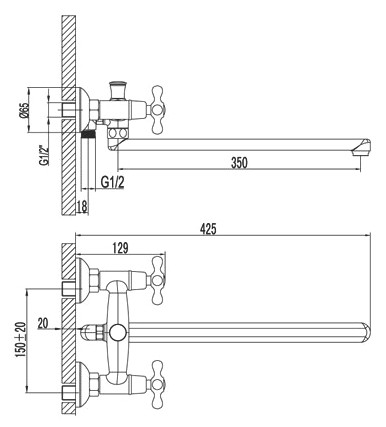 Смеситель для ванны Lemark Standard LM2101C
