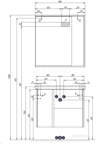 Тумба под раковину AQUATON Стоун 80 подвесная, белая (1A228201SX010)