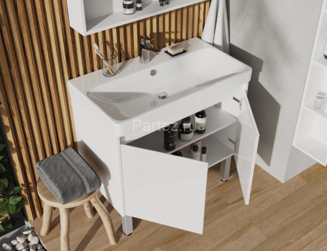 Тумба под раковину AQUATON Сканди 80 белый матовый, белый глянец (1A283001SD010)