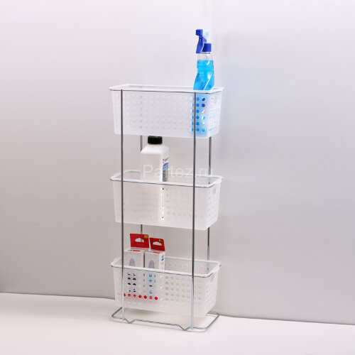 Этажерка прямоугольная Fixsen Grampus трехэтажная, пластик, хром (GR-812)