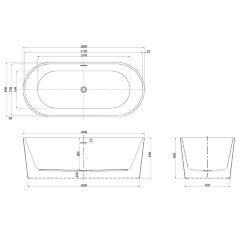 Ванна акриловая Azario BRISTOL 1800х800х600, свободностоящая, в комплекте с сифоном и металлической