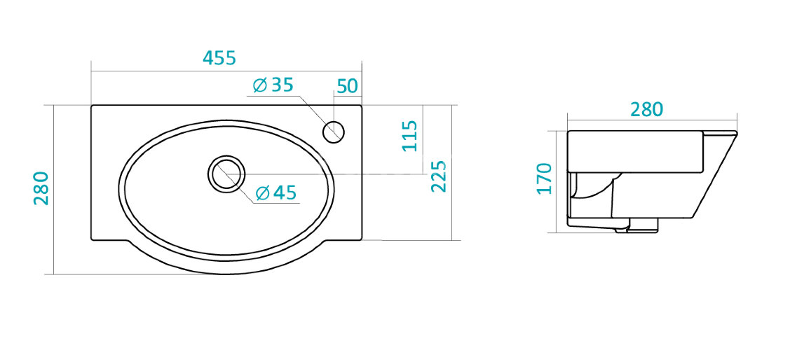 Раковина Santek "Форум-45", белая (1.WH11.0.542)