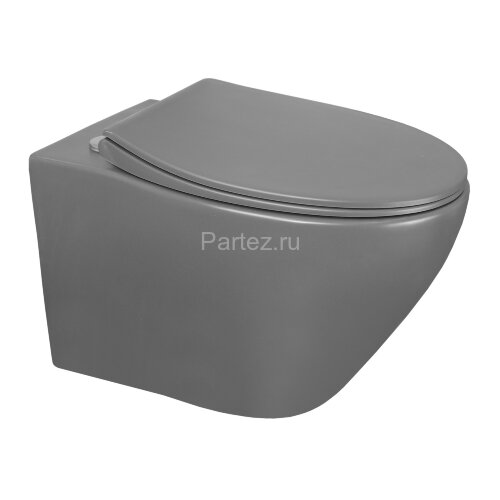 Унитаз подвесной Azario Keras 370х520х360 безободковый, с быстросъемным сиденьем микролифт, серый ма