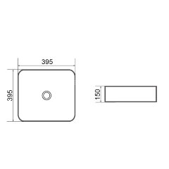 Раковина-чаша Azario 395х395х150 накладная, квадратная, черный матовый (AZ-2075-B-MB)
