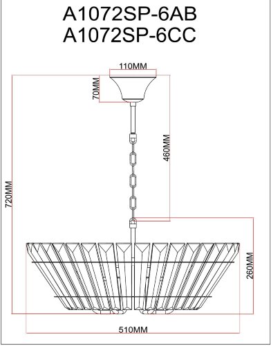 Подвесная люстра Arte Lamp A1072SP-6CC