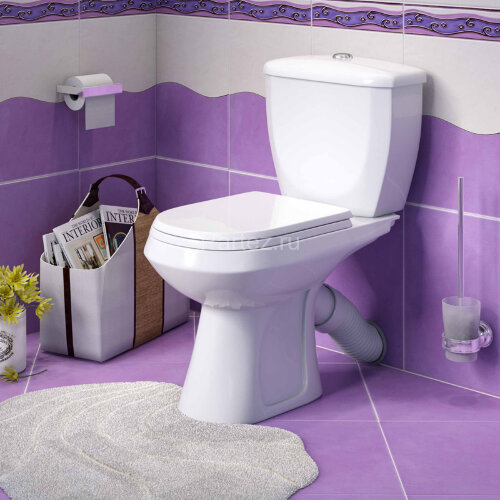 Унитаз-компакт Элисса Стандарт, нижний подвод, косой выпуск, с сиденьем, белый (43301130202)