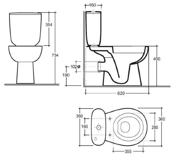 Унитаз-компакт Керамин Гольф R Инкоэр 360х620х750 напольный, с жестким сиденьем, с двухрежимной спус