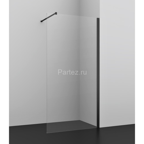 Душевое ограждение AZARIO FELTON 90х200 walk-in, прозрачное cтекло 8 мм с покрытием easy clean, черный матовый профиль (AZ-151S 90)