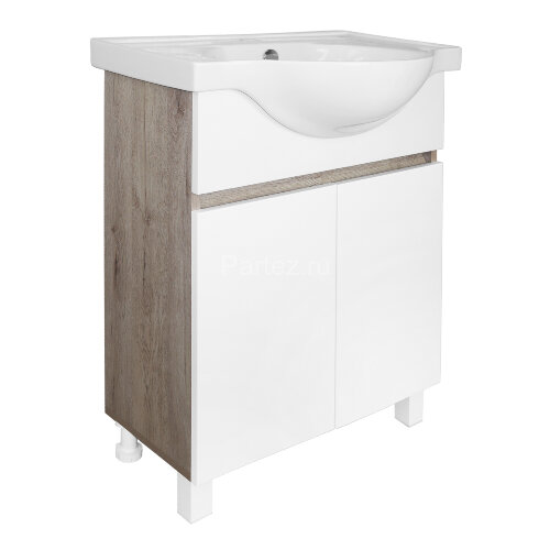 Комплект тумба Loranto Глория 60 Н 600х430х760 напольная с раковиной Teo 60, Дуб Кантри (CS00090159)