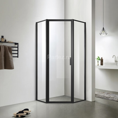 Душевое ограждение Azario RICHMOND 1000х1000х2000, БЕЗ ПОДДОНА, прозрачное стекло 6 мм, цвет профиля черный (AZ-NAG3231 1000 Black)