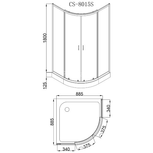 Душевое ограждение LORANTO 90х90х215 с низким поддоном13см, серое закаленное стекло 4мм, профиль хром (CS-8015GB 90)