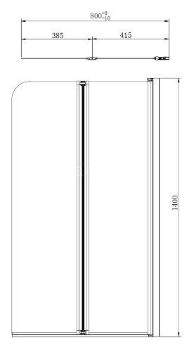 Шторка для ванны складная Azario Boston 80х140 цвет профиля хром (AZ-141 80 (41,5+38,5)*140)