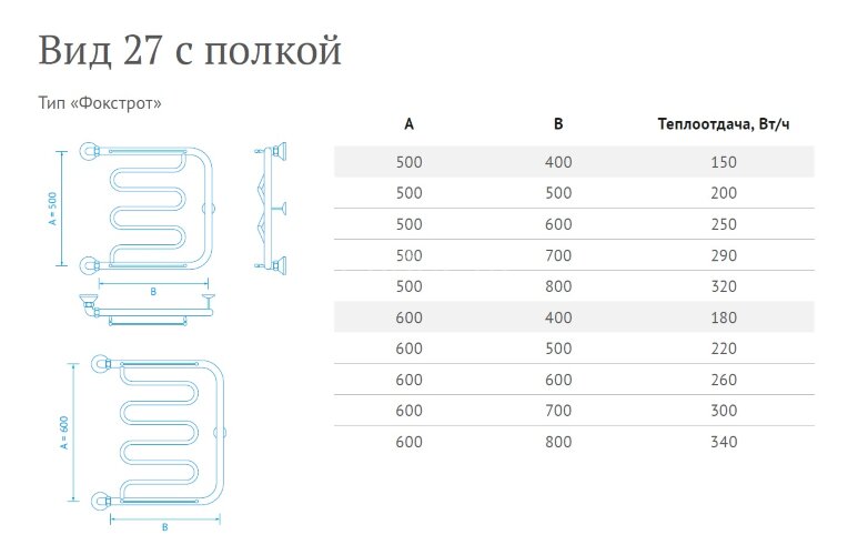 Полотенцесушитель водяной Маргроид Фокстрот "Вид 27" 50х70, хром