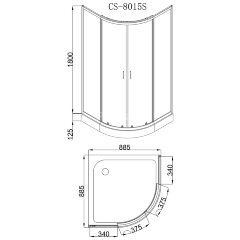 Душевое ограждение Loranto 90х90х195, поддон 13 см (CS-8015S)