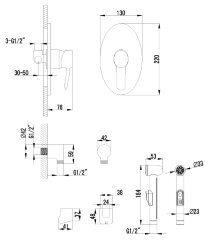 Смеситель Lemark Atlantiss LM3219C с гигиеническим душем, встраиваемый