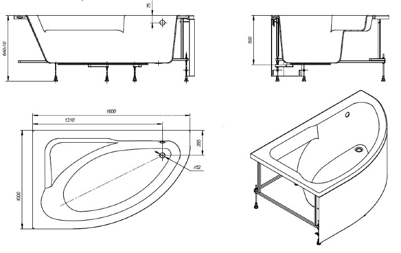 Ванна акриловая Roca WELNA асимметричная 160х100 правосторонняя, белая (7.2486.4.300.0)
