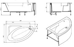 Ванна акриловая Roca WELNA асимметричная 160х100 правосторонняя, белая (7.2486.4.300.0)