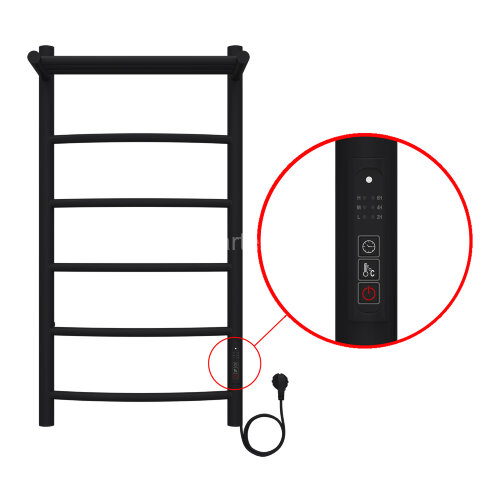 Полотенцесушитель электрический AZARIO VERONA 400/800 5 секций, с полкой, диммер справа, черный (AZ0