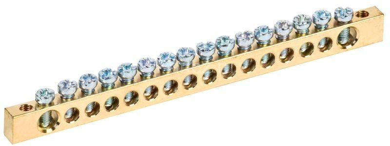 Шина PEN "земля-ноль" 6х9мм 16/2 (16групп/крепеж по краям) IEK YNN11-16-100