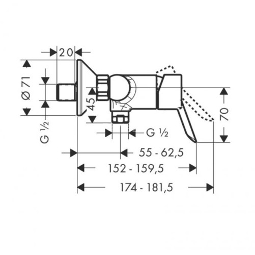 Hansgrohe 31762000 Focus S Смеситель для душа, однорычажный, ВМ, 1/2