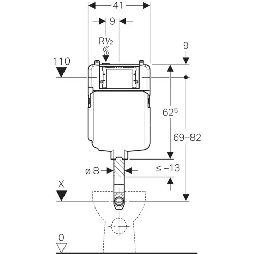 Смывной бачок скрытого монтажа Geberit Sigma 8 см, 6/3 литра (109.791.00.1)