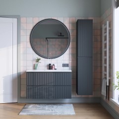 Комплект тумба Итана Kate 100 (987х438х640) подвесная, с раковиной Milena 100, антрацит (CS00090008)