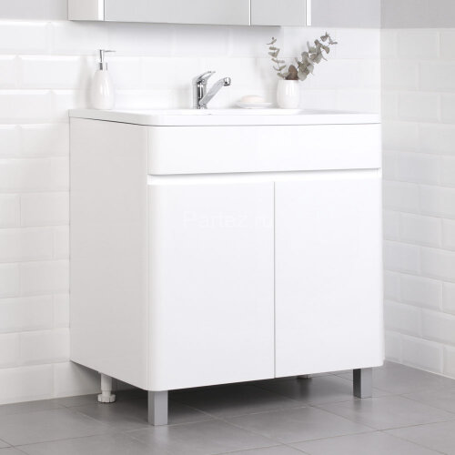 Комплект тумба Итана Roberto 80 (795х455х850) напольная, с раковиной Adel 80, белый глянец (295461)