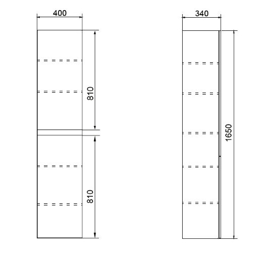 Пенал подвесной Azario Мила 400х340х1650 универсальный, белый матовый (CS00080413)