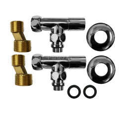 Соединение угловое с круглым вентилем для полотенцесушителей Azario гайка-штуцер 3/4"х1/2", хром (46