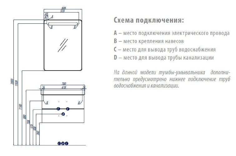 Зеркало-шкаф AQUATON Америна 60 белый