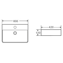 Раковина накладная Azario 600х420х120 прямоугольная, белый (AZ-2173)