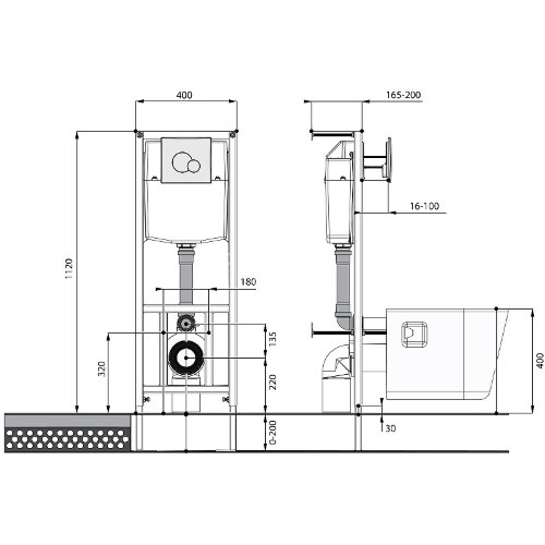 ПЭК унитаз с инсталляцией Santek Нео с сиденьем "Микролифт" и черной матовой клавишей смыва (1WH5017