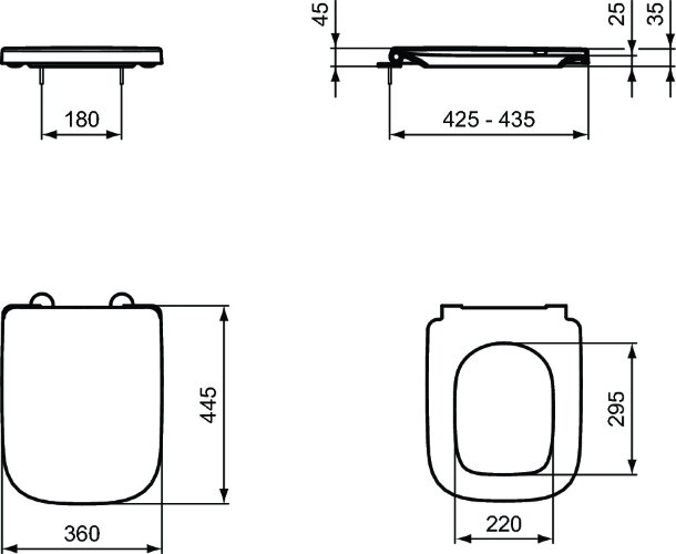 Сиденье с крышкой для унитаза Ideal Standard i.life B с функцией плавного закрытия, дюропласт, метал