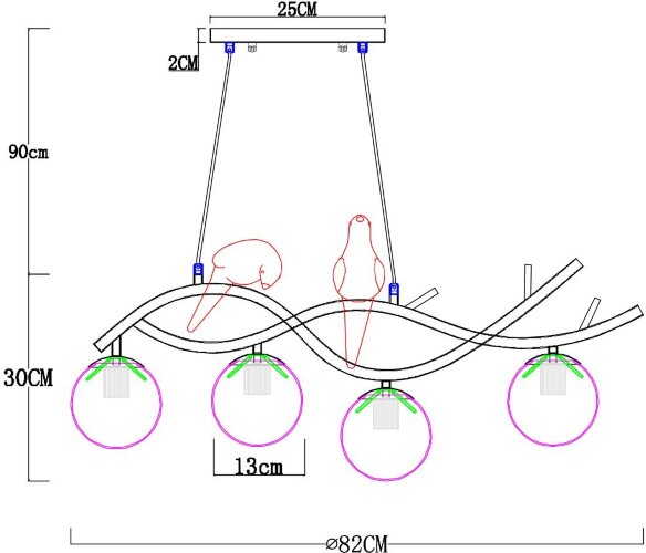 Подвесной светильник Arte Lamp A3422SP-4GO