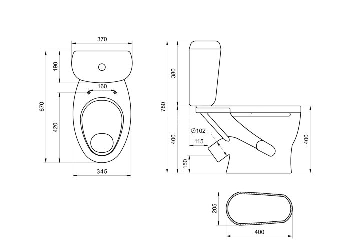 Унитаз-компакт Santeri Воротынский Комфорт 360х670х787 косой выпуск, белый (1.P403.5.S00.00B.F)