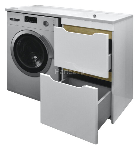 Комплект тумба с раковиной AZARIO Magenta 110 правая под стиральную машину (46) белая (CS00079140)