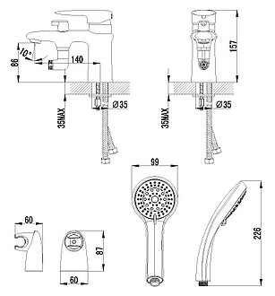 Смеситель Lemark Status LM4415C на борт ванны