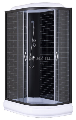 Душевая кабина Loranto 120х80х215 поддон 20 см, черный кирпичный узор, серое стекло 4мм, профиль черный (CS-66120-20L GB 120)