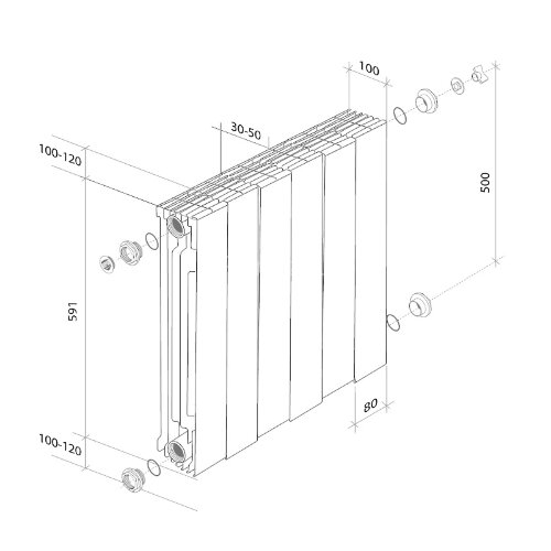 Радиатор Royal Thermo PianoForte 500 /Bianco Traffico - 8 секц. VDR