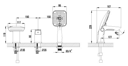 Смеситель Lemark Unit LM4545C на борт ванны