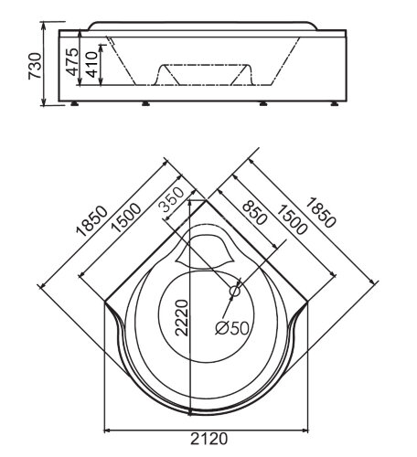 Акриловая ванна Gemy G9088 K