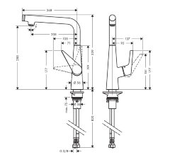 72820000 Talis Select S 300 Смеситель для кухни, кнопочный