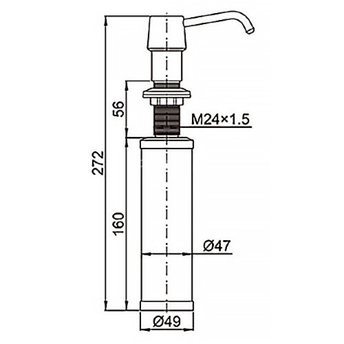 Дозатор для жидких моющих средств AZARIO врезной, 250ml, латунь, емкость - нержавеющая сталь, хром (